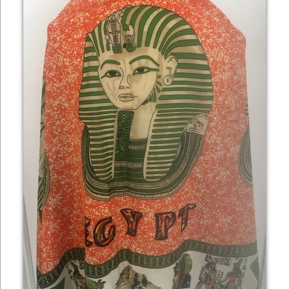 VINTAGE AUTHENTIC EGYPT ART TUTANKHAMUN scarf